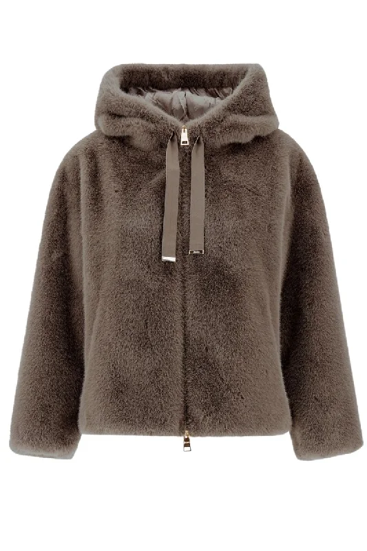 Women's cropped leather coats with silver studs for an edgy lookFaux Mink Jacket