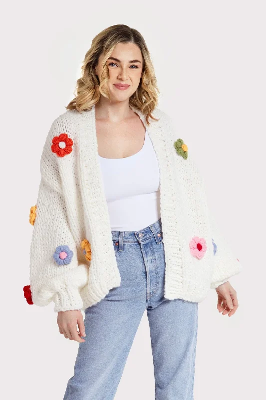organic cotton women cardigan for an eco - friendly choiceFloral Knitted Appliqué Cardigan organic cotton women cardigan for an eco - friendly choiceFloral Knitted Appliqué Cardigan