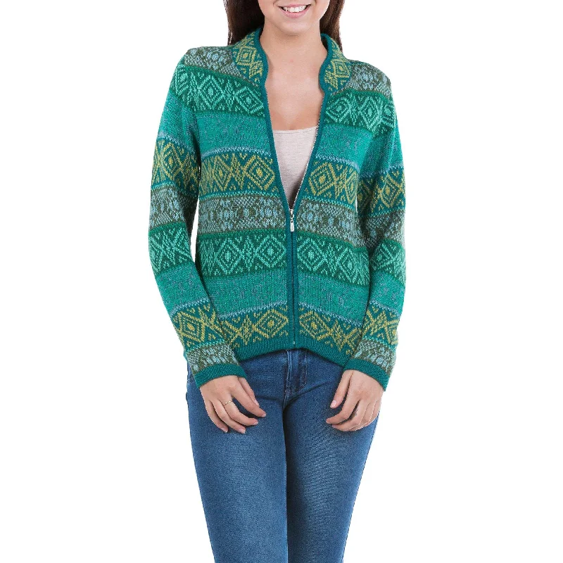 lightweight women cardigan for spring and fallGreen Andean Countryside Alpaca Cardigan lightweight women cardigan for spring and fallGreen Andean Countryside Alpaca Cardigan