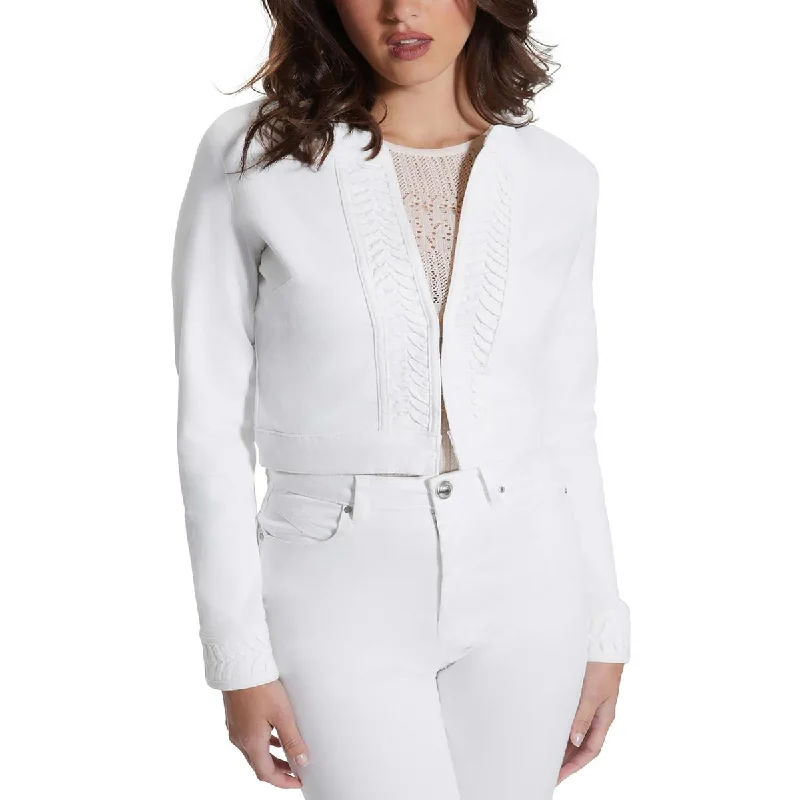 Plus size women's wool blend coats for a warm and stylish winterGuess Womens Trucker Jacket Mock Neck Open Front Plus size women's wool blend coats for a warm and stylish winterGuess Womens Trucker Jacket Mock Neck Open Front