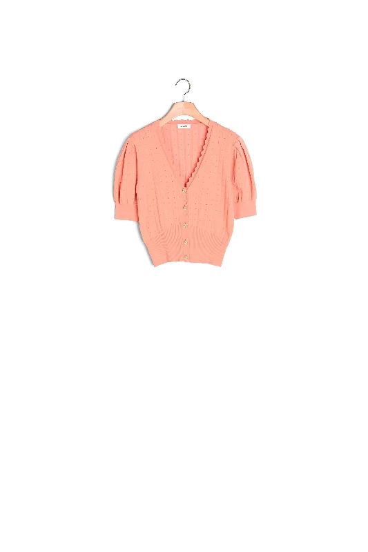 ribbed women cardigan with a classic textureCardigan court à manches ballons