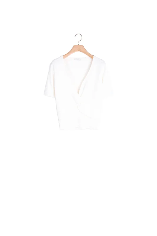 long length women cardigan with side slitsTop court en maille côtelée