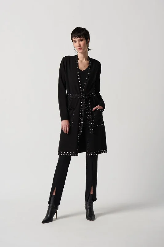 Shearling - lined women's leather coats for ultimate warmth and luxuryJoseph ribkoff black studded cardigan Shearling - lined women's leather coats for ultimate warmth and luxuryJoseph ribkoff black studded cardigan