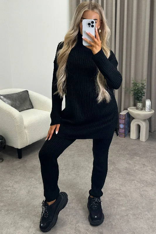 cropped women cardigan to pair with high - waisted jeansJuniper Black Oversized Roll Neck Knitted Co-Ord cropped women cardigan to pair with high - waisted jeansJuniper Black Oversized Roll Neck Knitted Co-Ord