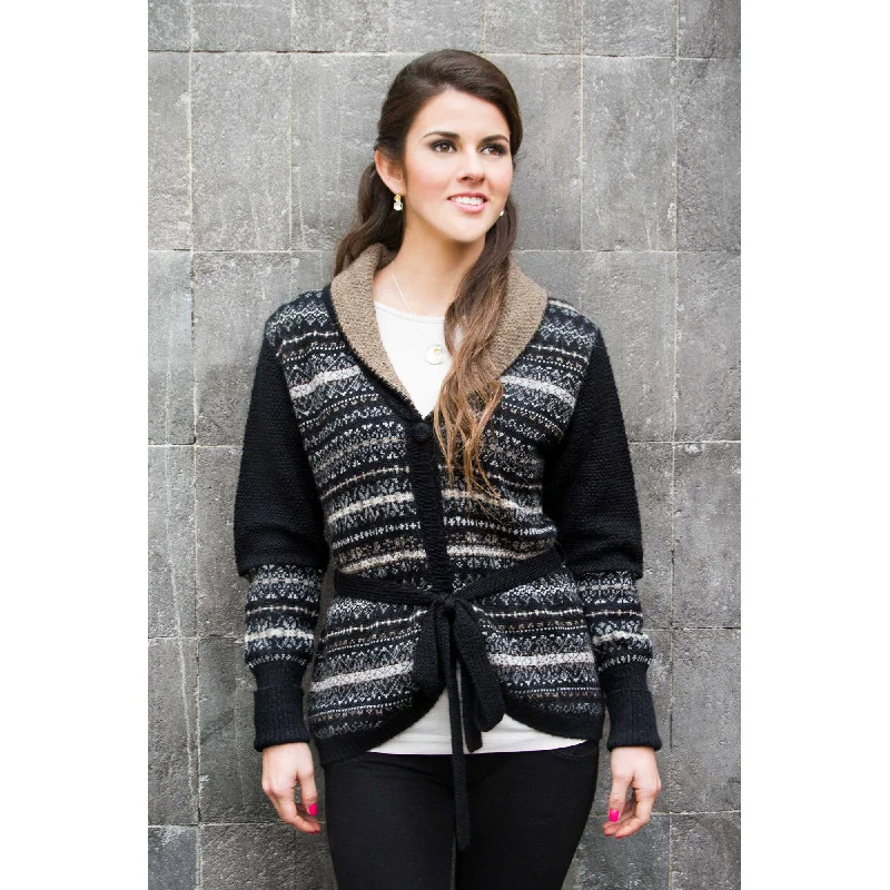 ribbed women cardigan with a classic textureMidnight Medley Alpaca Cardigan