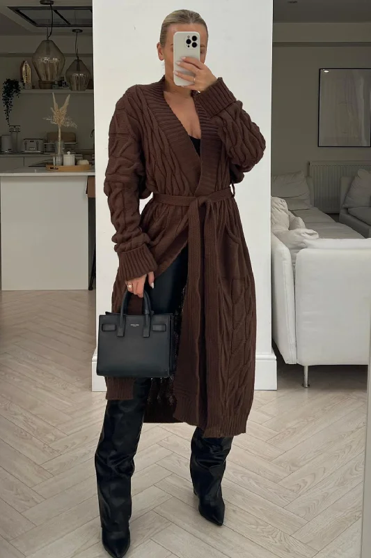 plus size women cardigan for comfortable layeringmolly chocolate cable knit long belted cardigan plus size women cardigan for comfortable layeringmolly chocolate cable knit long belted cardigan