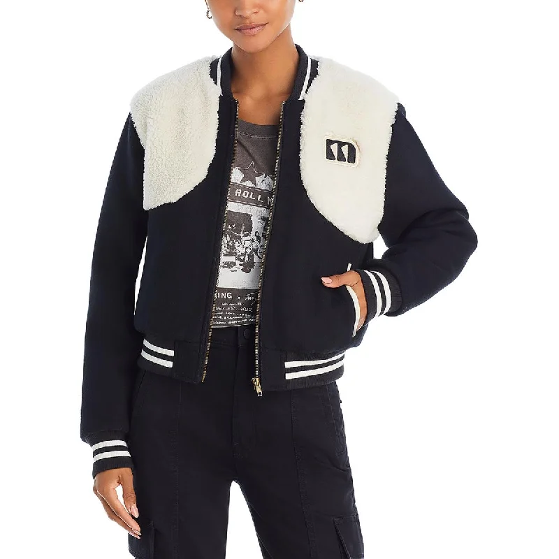 Women's waterproof parka coats with multiple pockets for practicalityMother Womens Wool Blend Varsity Bomber Jacket Women's waterproof parka coats with multiple pockets for practicalityMother Womens Wool Blend Varsity Bomber Jacket
