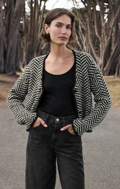 open front women cardigan for easy stylingNoemi Herringbone Cardigan