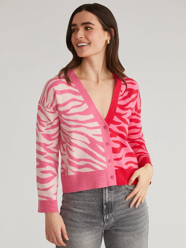 machine washable women cardigan for easy careNicole: Colorblock Zebra Print Cardigan machine washable women cardigan for easy careNicole: Colorblock Zebra Print Cardigan