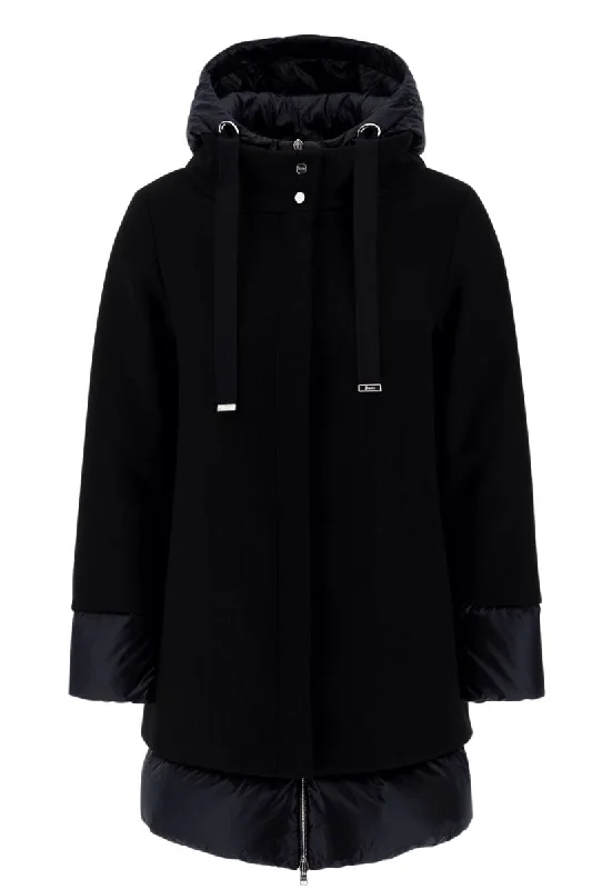 Women's long - sleeve wool coats in a houndstooth pattern for a classic charmHooded Nylon A-Shape Jacket Women's long - sleeve wool coats in a houndstooth pattern for a classic charmHooded Nylon A-Shape Jacket