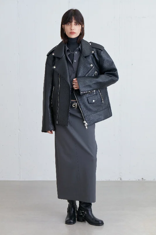 lightweight women cardigan for spring and fallOVERSIZED VEGAN LEATHER BIKER JACKET