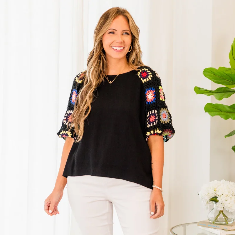 ribbed women cardigan with a classic texturePeace Is All Mine Top, Black