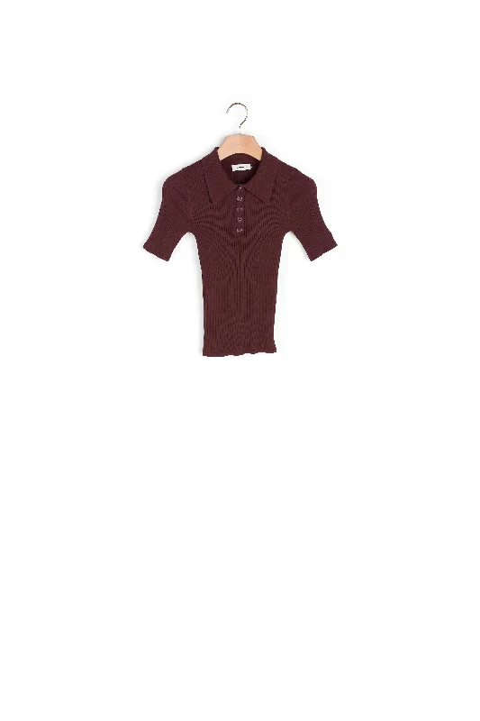 v neck women cardigan to elongate the necklinePull polo manches courtes