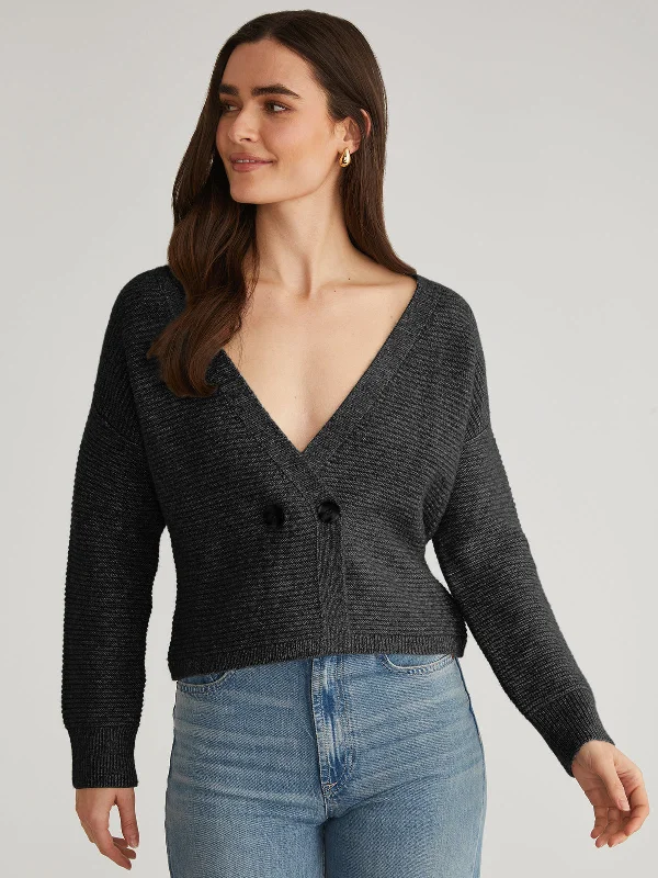 ribbed women cardigan with a classic textureQuinn: Double Breasted Cardigan