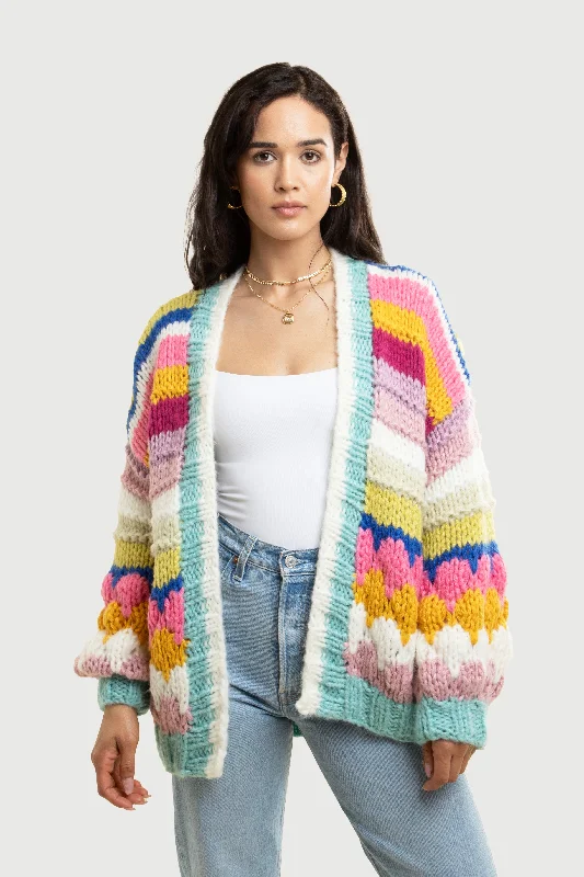 cable knit women cardigan with intricate patternsKnitted Rainbow Bubble Stitch Cardigan cable knit women cardigan with intricate patternsKnitted Rainbow Bubble Stitch Cardigan