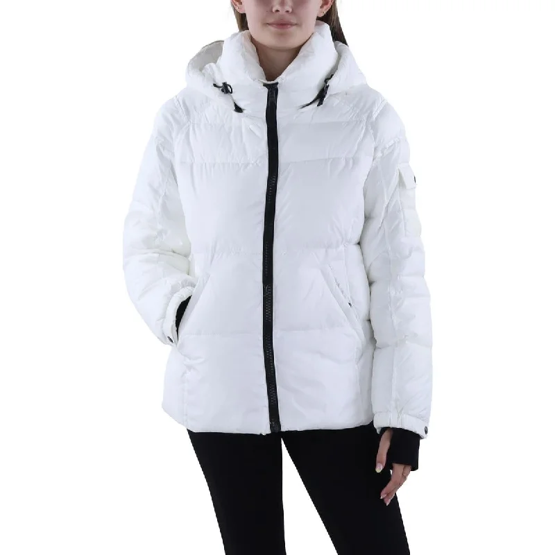 Water - resistant women's trench coats with adjustable cuffs for rainy daysS13/NYC Womens Matte Kylie Solid Nylon Puffer Jacket