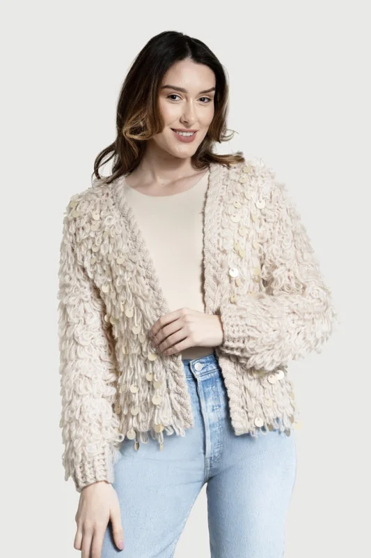 organic cotton women cardigan for an eco - friendly choiceSequined Loop Crochet Cardigan organic cotton women cardigan for an eco - friendly choiceSequined Loop Crochet Cardigan