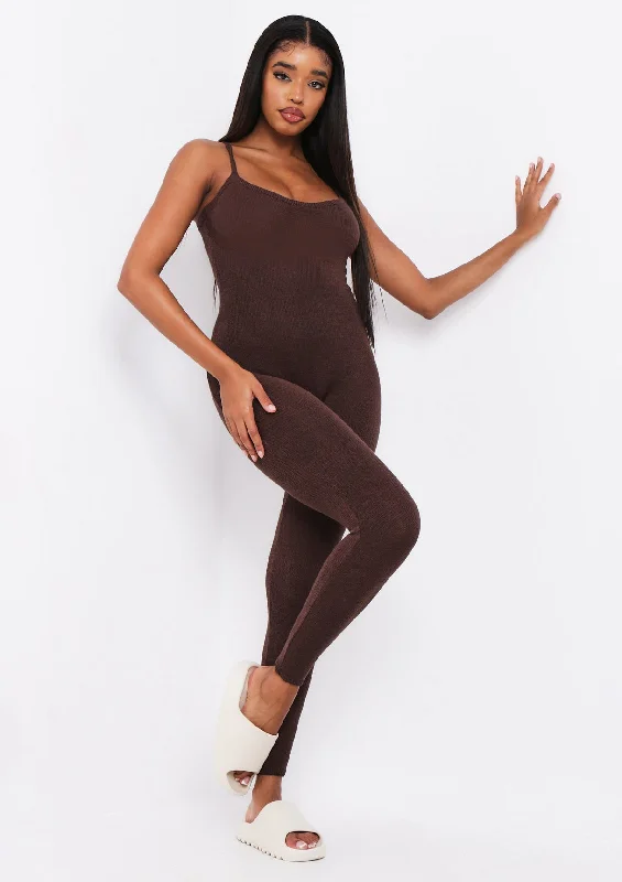 long length women cardigan with side slitsSerena Chocolate Knitted Strappy Jumpsuit