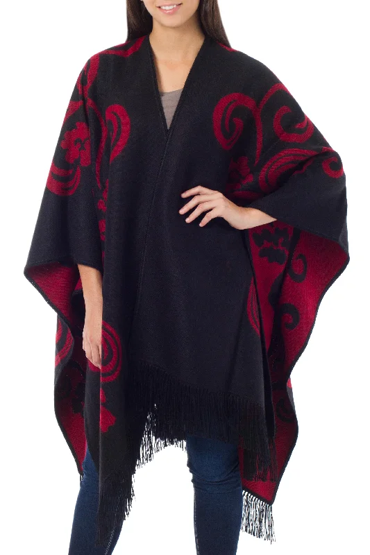 sequin embellished women cardigan for special occasionsStrawberry Blossom Alpaca Reversible Poncho sequin embellished women cardigan for special occasionsStrawberry Blossom Alpaca Reversible Poncho