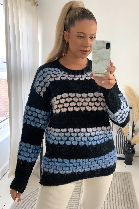 maternity women cardigan for expecting momsTayla Black Tie Dye Heart Knitted Jumper