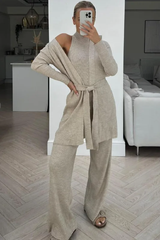 cable knit women cardigan with intricate patternsterri beige 3 piece knitted cardigan loungewear set cable knit women cardigan with intricate patternsterri beige 3 piece knitted cardigan loungewear set