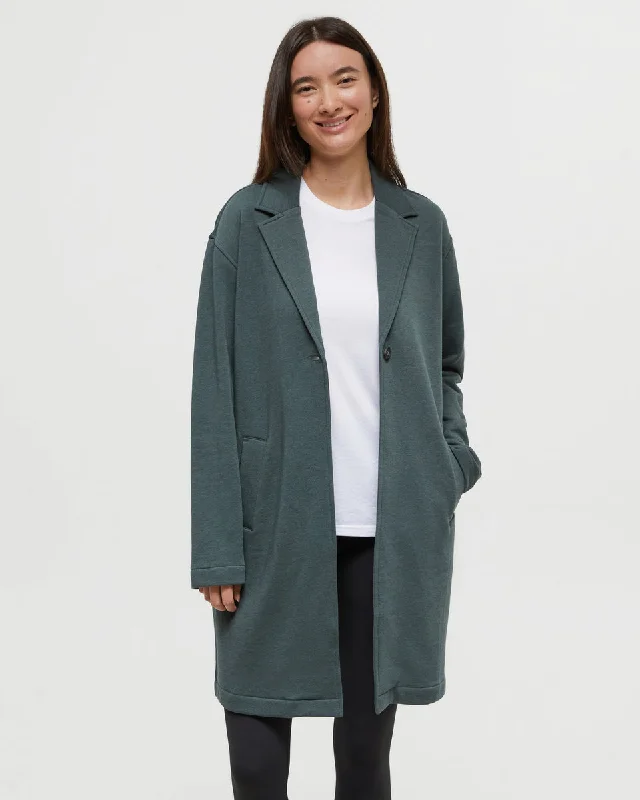 long length women cardigan with side slitsTreeFleece Coatigan