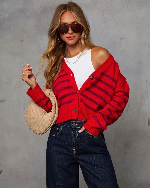 lightweight women cardigan for spring and fallUpper Class Striped Cardigan