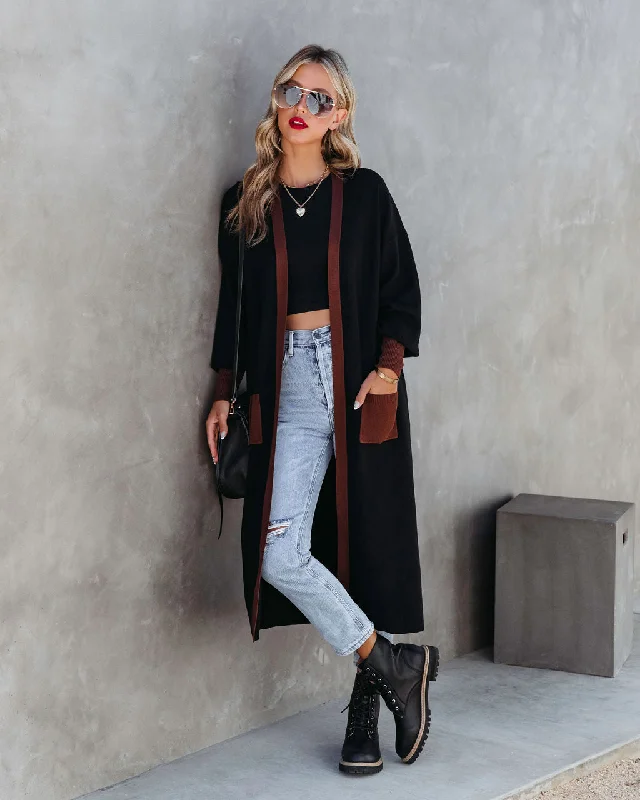 long length women cardigan with side slitsEnchantment Pocketed Duster Cardigan