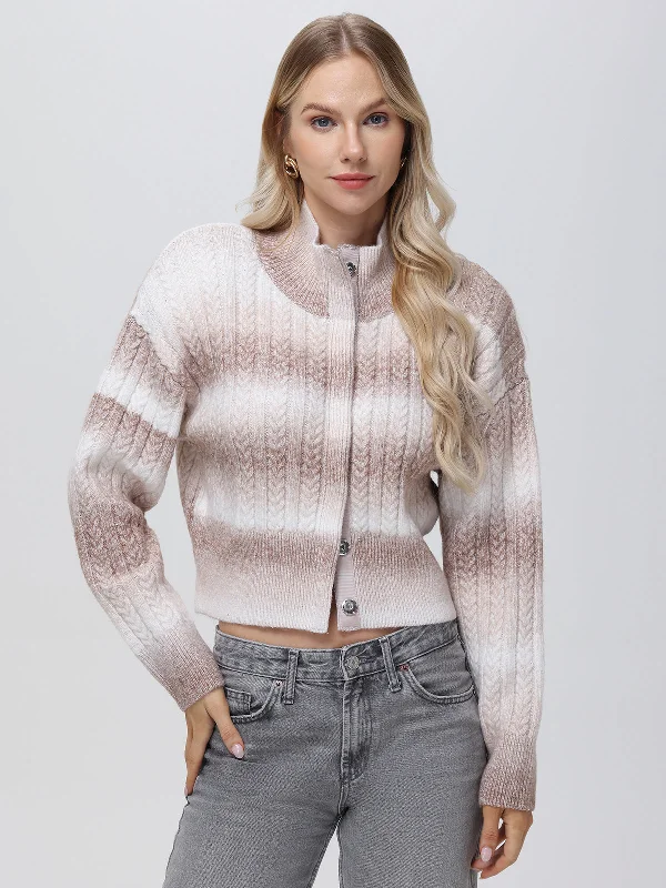 hand knitted women cardigan with artisanal charmWillow: Ombre Sequin Crop Cardigan