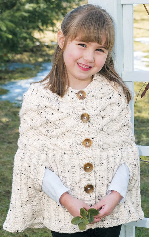 Tie - Front Women's Lambswool Sweaters in Pastel HuesCabled Yoke Poncho