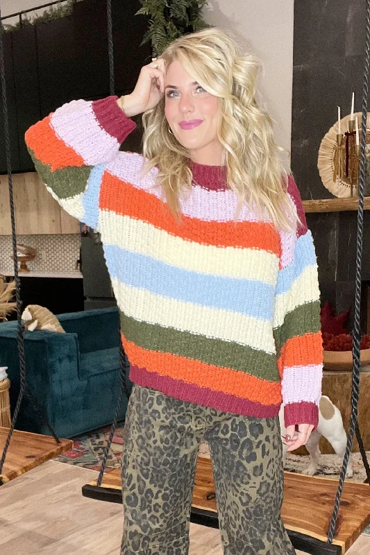 Short Sleeve Women's Cotton Blend Sweaters in Pastel ColorsColorful Stripe Color Block Chunky Knit Sweater Short Sleeve Women's Cotton Blend Sweaters in Pastel ColorsColorful Stripe Color Block Chunky Knit Sweater