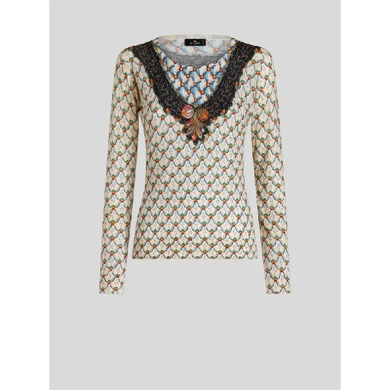 Plus Size Women's Sequined Sweaters for Special OccasionsFLORAL SILK AND CASHMERE JUMPER Plus Size Women's Sequined Sweaters for Special OccasionsFLORAL SILK AND CASHMERE JUMPER