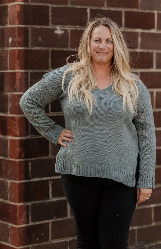 V - Neck Women's Ribbed Wool Sweaters for FallKIERRA T. GREY MARBLED VNECK SWEATER