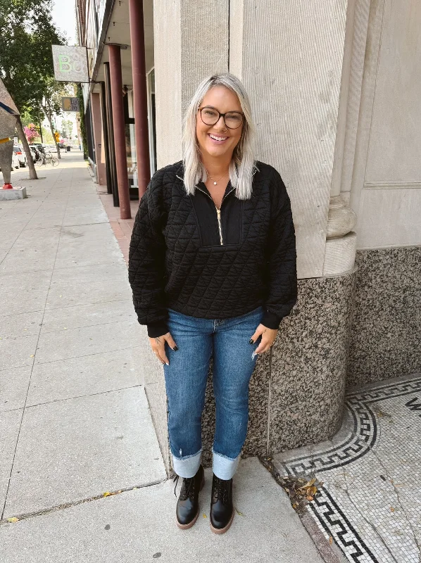 Tie - Front Women's Lambswool Sweaters in Pastel HuesLiv Black Quilted Quarter Zip Pullover Tie - Front Women's Lambswool Sweaters in Pastel HuesLiv Black Quilted Quarter Zip Pullover