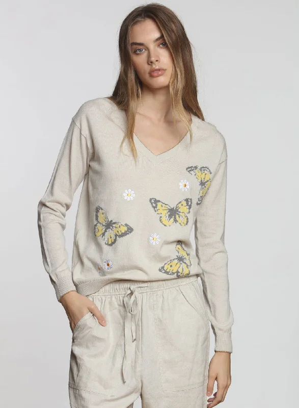 Button - Down Women's Shetland Wool Sweaters in Traditional PatternsMia Meadow Vee - Stone Button - Down Women's Shetland Wool Sweaters in Traditional PatternsMia Meadow Vee - Stone