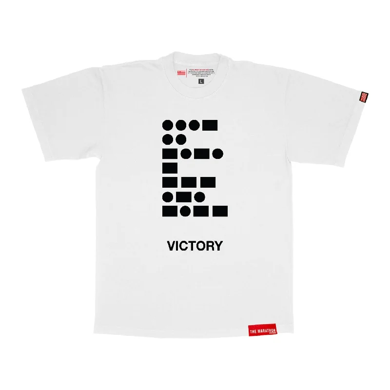 Sleeveless Women T Shirt for Summer ComfortMorse Code Victory T-Shirt - White
