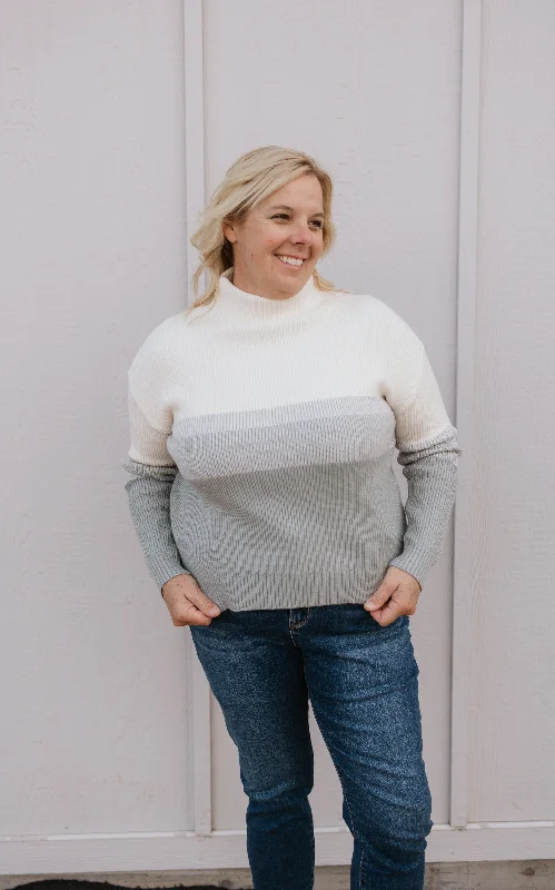 Plus Size Women's Belted Cable Knit SweatersNEENA COLORBLOCK COWLNECK SWEATER 2 COLOR OPTIONS Plus Size Women's Belted Cable Knit SweatersNEENA COLORBLOCK COWLNECK SWEATER 2 COLOR OPTIONS