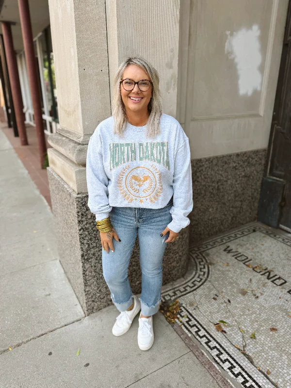 High - Low Hem Women's Cashmere - Blended SweatersNorth Dakota Wreath Graphic Sweatshirt High - Low Hem Women's Cashmere - Blended SweatersNorth Dakota Wreath Graphic Sweatshirt