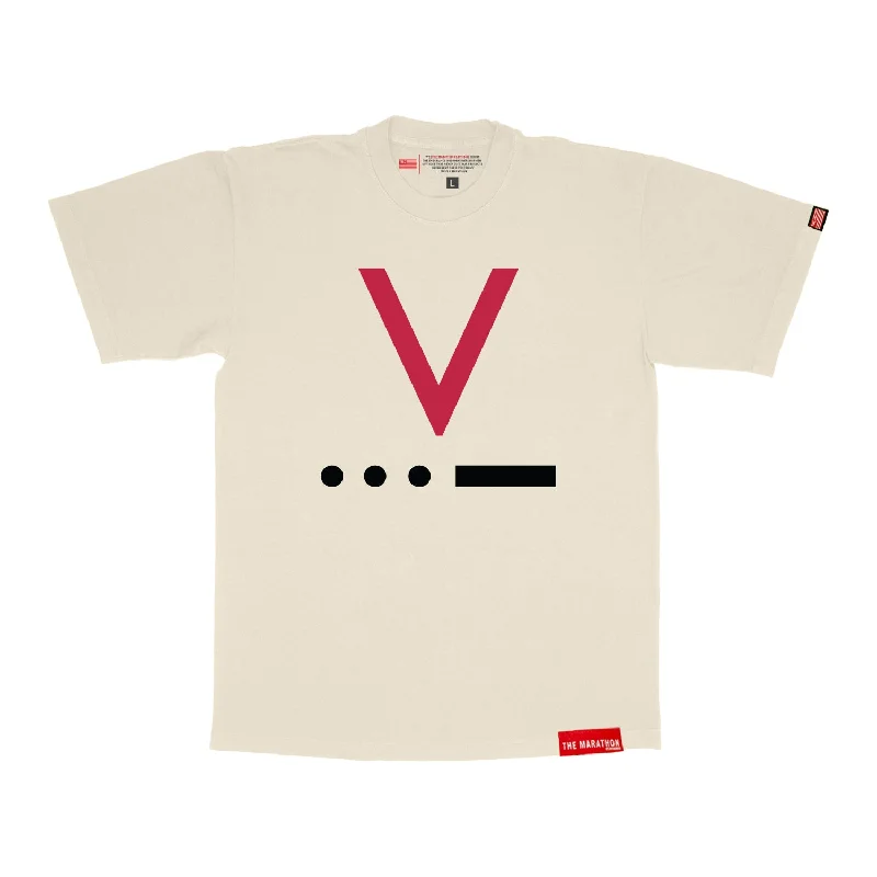 Crew Neck Women T Shirt with a Timeless DesignV for Victory Code T-Shirt - Bone