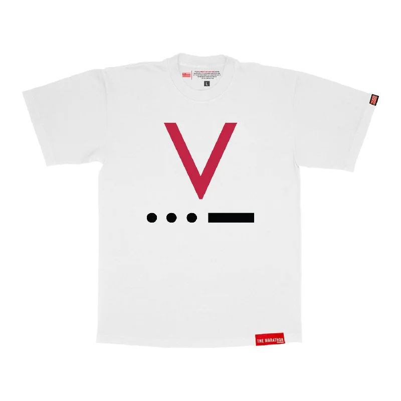 Muscle Women T Shirt for a Sporty and Casual LookV for Victory Code T-Shirt - White