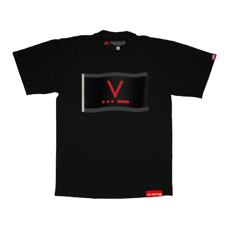 Ringer T Shirt Women with Retro - Inspired StripesVictory V Flag T-Shirt - Black