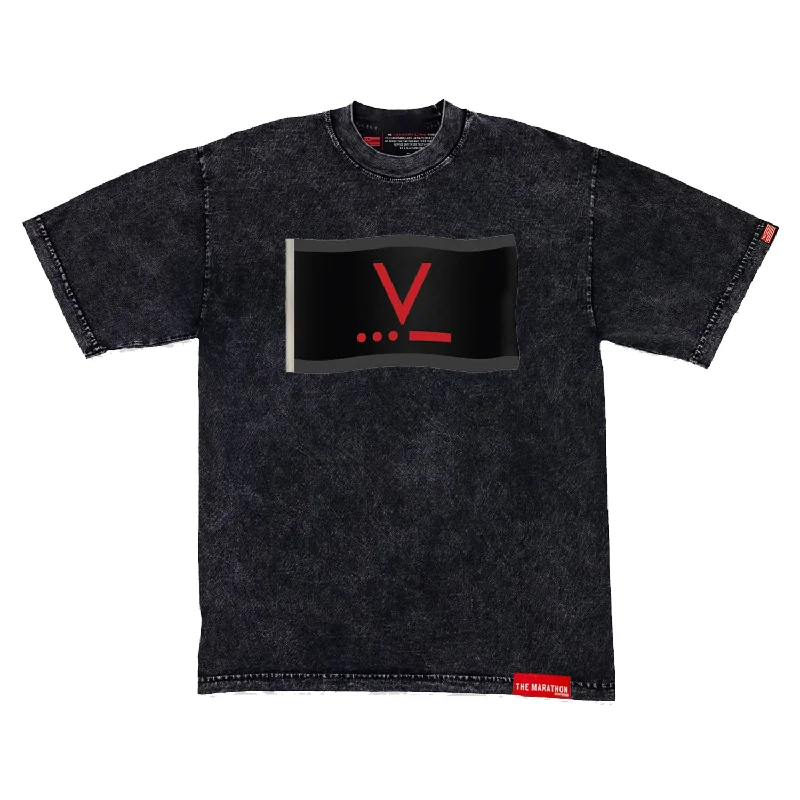 Tie - Dye Women T Shirt with a Bohemian VibeVictory V Flag T-Shirt - Carbon Washed Black Tie - Dye Women T Shirt with a Bohemian VibeVictory V Flag T-Shirt - Carbon Washed Black