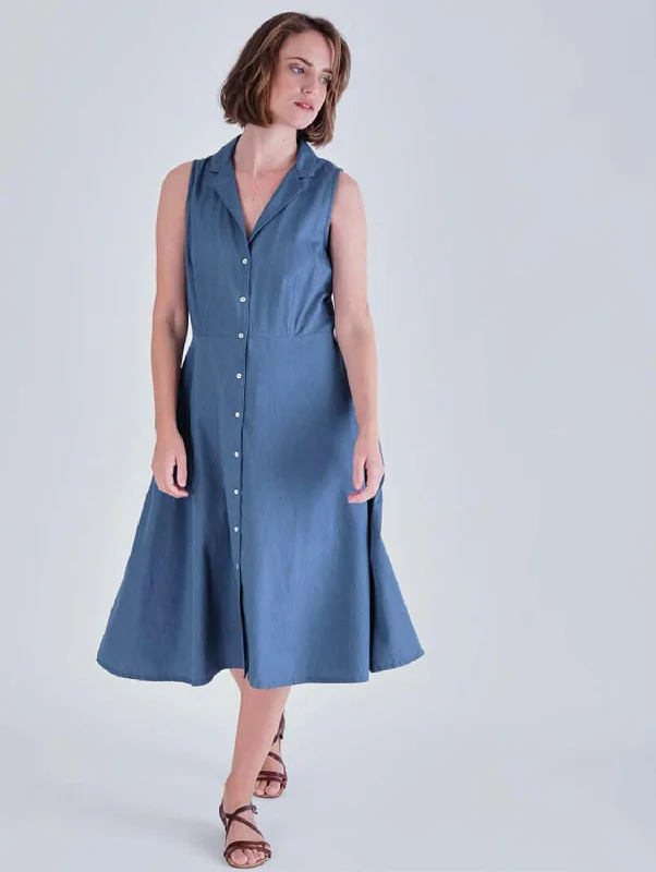 Women jumpsuits with asymmetric hems on the pants for a fashion - forward and dynamic lookAubrey Cotton Sleeveless Linen Shirt Dress | Denim Women jumpsuits with asymmetric hems on the pants for a fashion - forward and dynamic lookAubrey Cotton Sleeveless Linen Shirt Dress | Denim