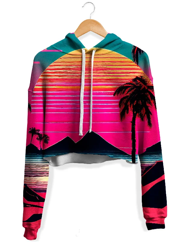 Women's sherpa - lined hoodie for extreme cold weather outdoor activitiesBeach Sunset Fleece Crop Hoodie Women's sherpa - lined hoodie for extreme cold weather outdoor activitiesBeach Sunset Fleece Crop Hoodie