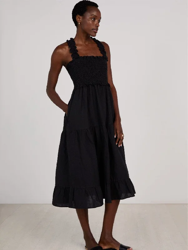 Women jumpsuits with bow - tie details for a sweet and charming appearanceBraylee Hemp Dress | Caviar Black