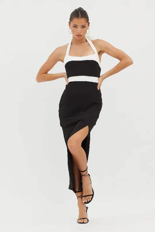 Off - the - Shoulder Women Dress for a Romantic and Feminine LookCanary Islands Halterneck Midi Dress Black Off - the - Shoulder Women Dress for a Romantic and Feminine LookCanary Islands Halterneck Midi Dress Black