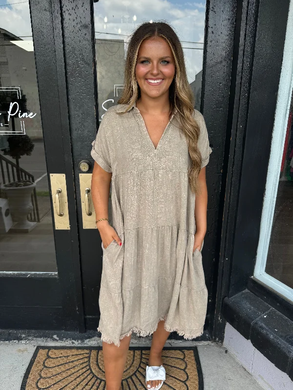Empire Waist Women Dress to Accentuate the Bust and Conceal the WaistBeige washed linen dress Empire Waist Women Dress to Accentuate the Bust and Conceal the WaistBeige washed linen dress