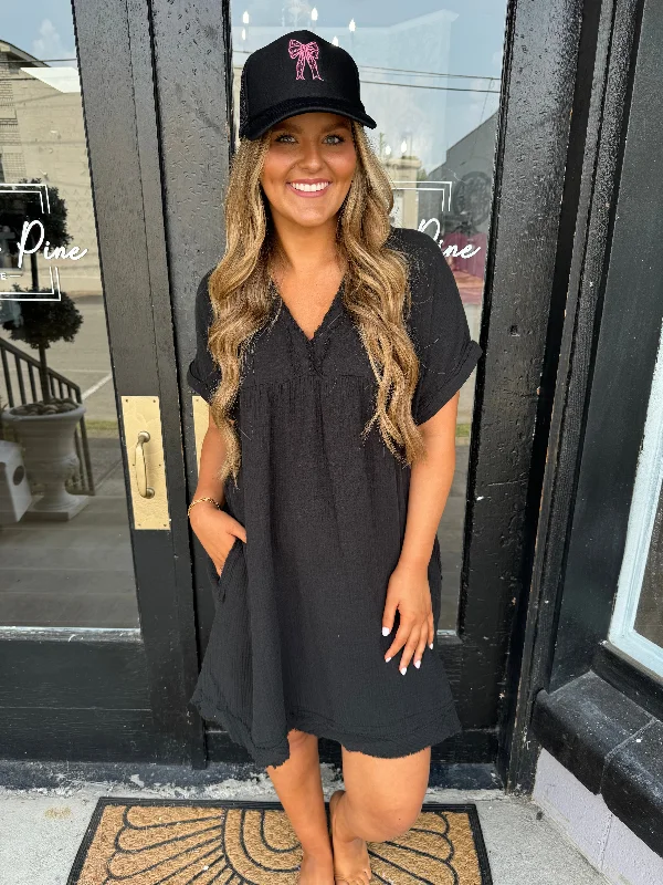 Wrap - Style Women Dress with Adjustable Fit for All Body TypesBlack linen dress