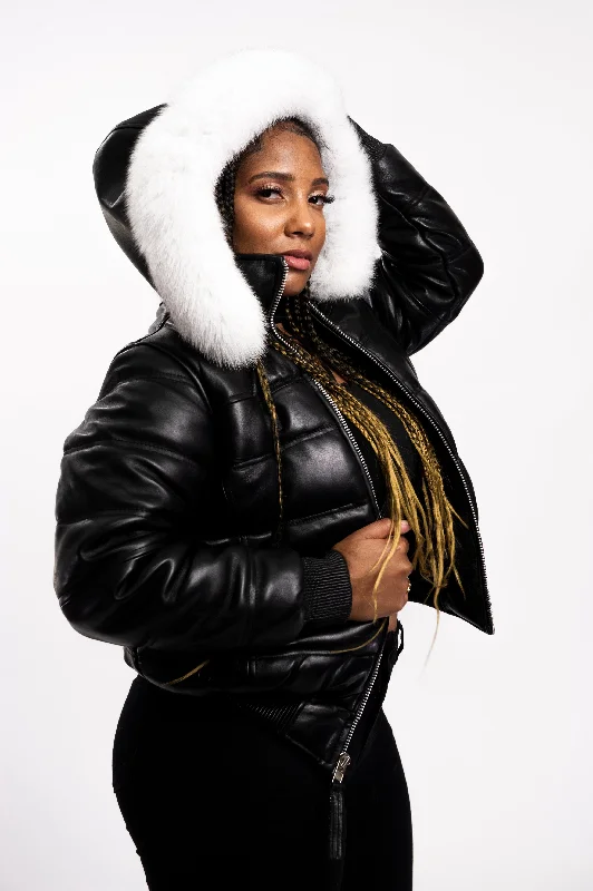 Women's long - length wool blend jackets for a warm and stylish winter lookWomen's Leather Snorkel Bomber Jacket Premium Fox Women's long - length wool blend jackets for a warm and stylish winter lookWomen's Leather Snorkel Bomber Jacket Premium Fox