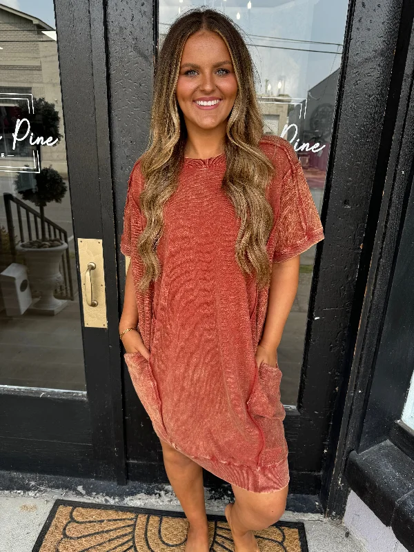 Strapless Women Dress with a Built - in Bra for Comfort and SupportRust acid wash dress Strapless Women Dress with a Built - in Bra for Comfort and SupportRust acid wash dress